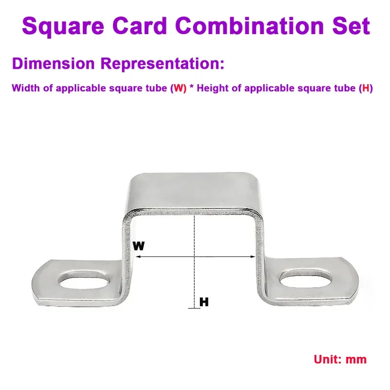 

304 Stainless Steel U Shape Pipe Clamp Right Angle Bracket 10x10 15x15 20x10 100x100mm Sizes