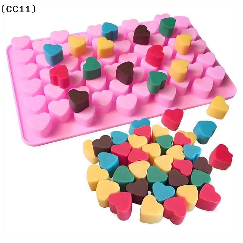 Cute Silicone 55 Grids Heart-shaped Cake Chocolate Soap Mold DIY Tray Biscuit Ice Cube Baking Mold Decorating Tools〔CC11〕
