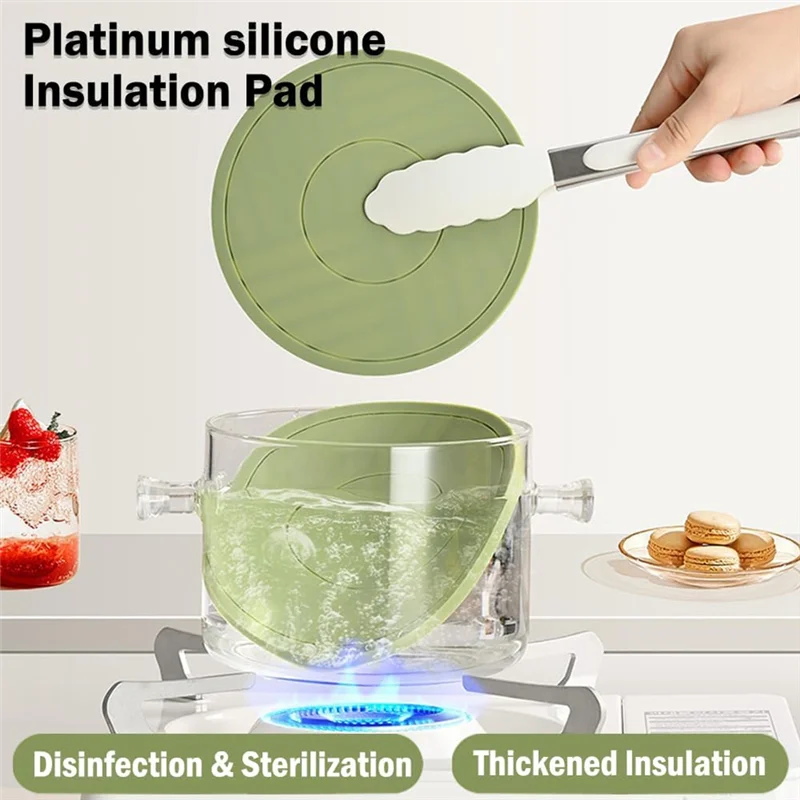 

AEE3-6 Thickened Pot Holders Pad With 1 Gold Triangle Holder Non-Slip Pads For Kitchen Hot Pots Restaurant Cup