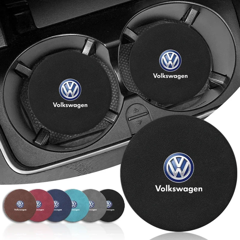 Suede Car Non-slip Water Cup Coaster Insulation Pad Decorative Water for Volkswagen VW Golf GTI Bora Passat Jetta Beetle Lavida