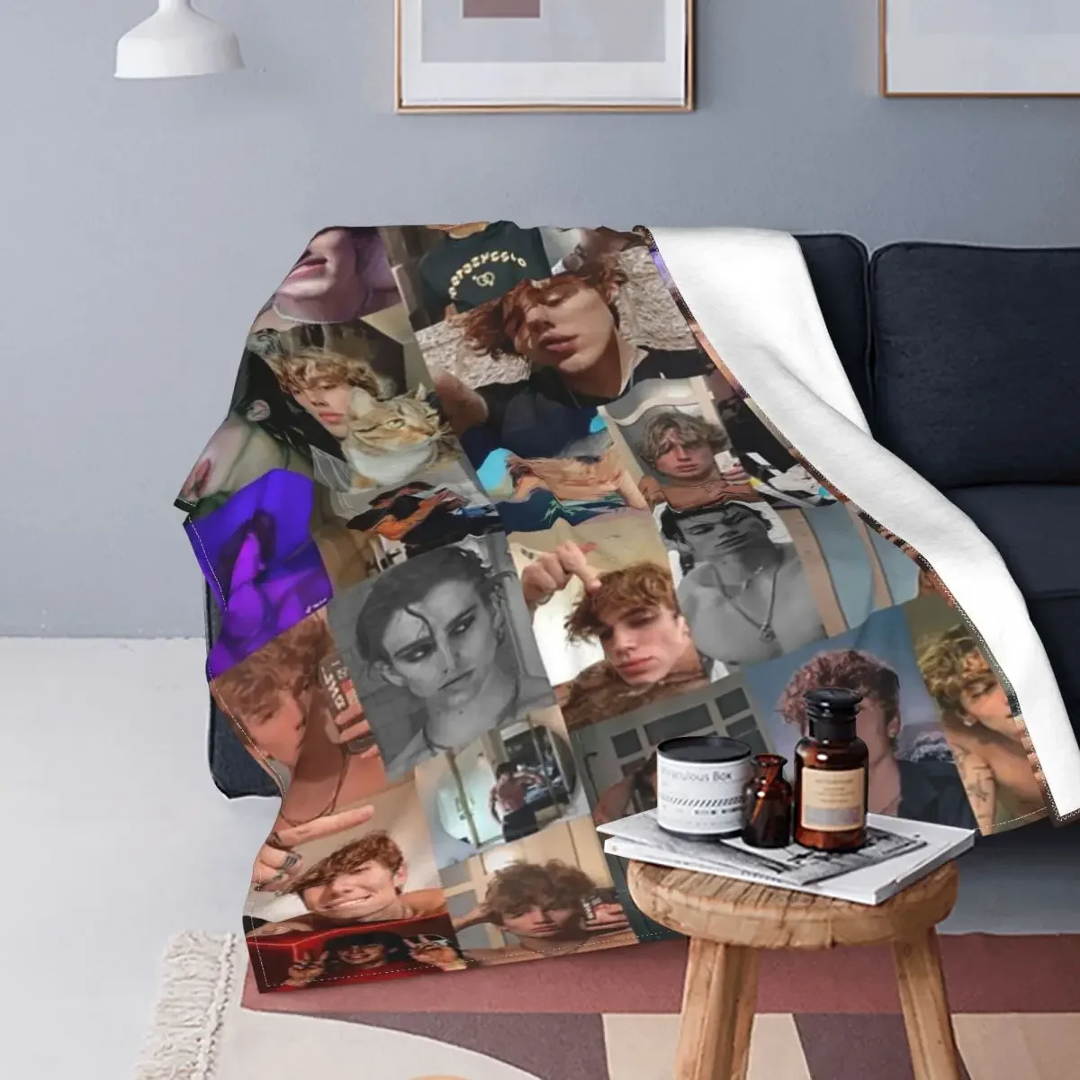 

Collage Vinnie Hacker Baby Blanket Sofa Cover Fleece Spring/Autumn Plaid Gift Warm Babe Carpetss For Home Couch Bedding Throws