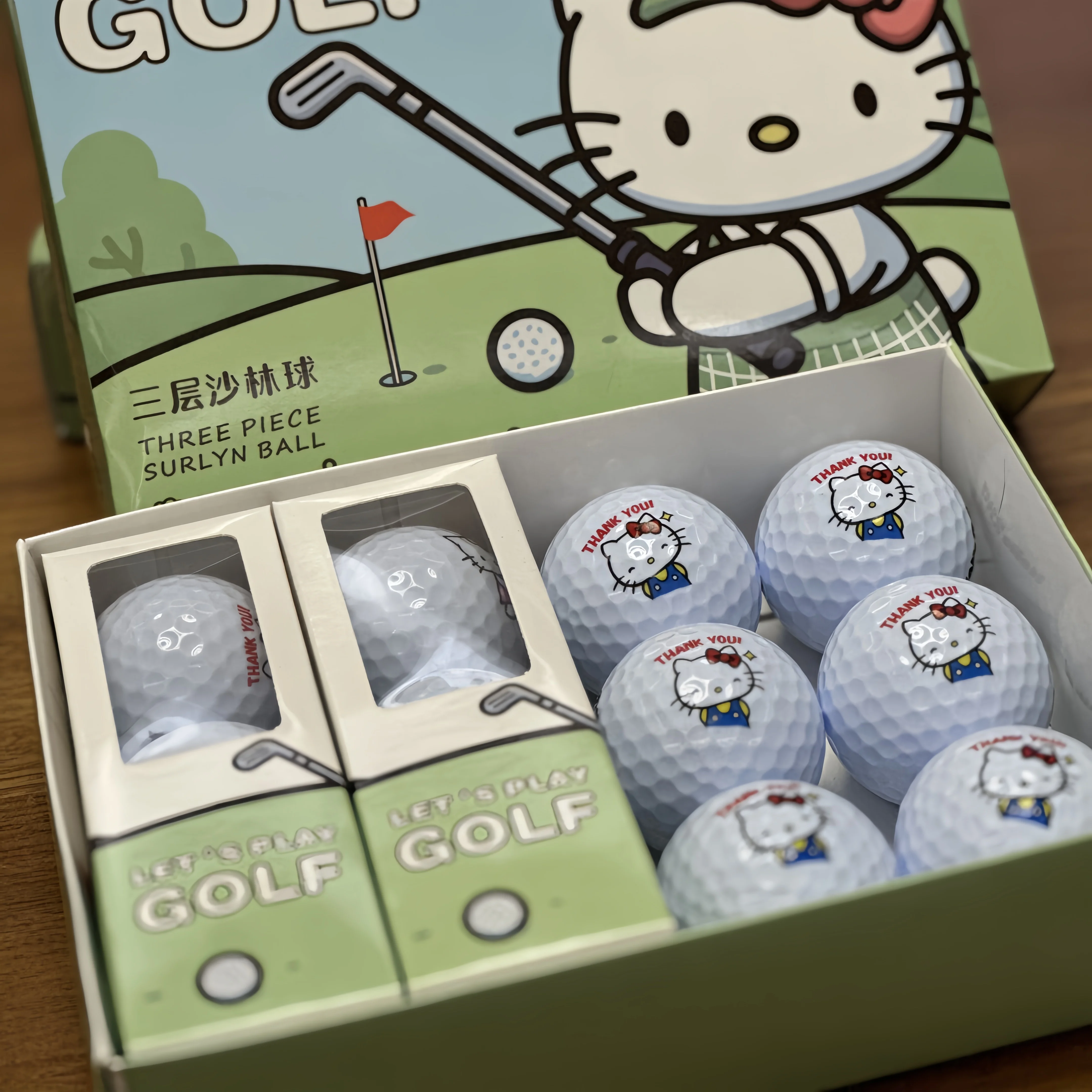 Nowy zestaw golfowy Heart Kitty Nowy prezent z limitowanej edycji golfowej Idealny uroczy wzór Piłka golfowa w połączeniu