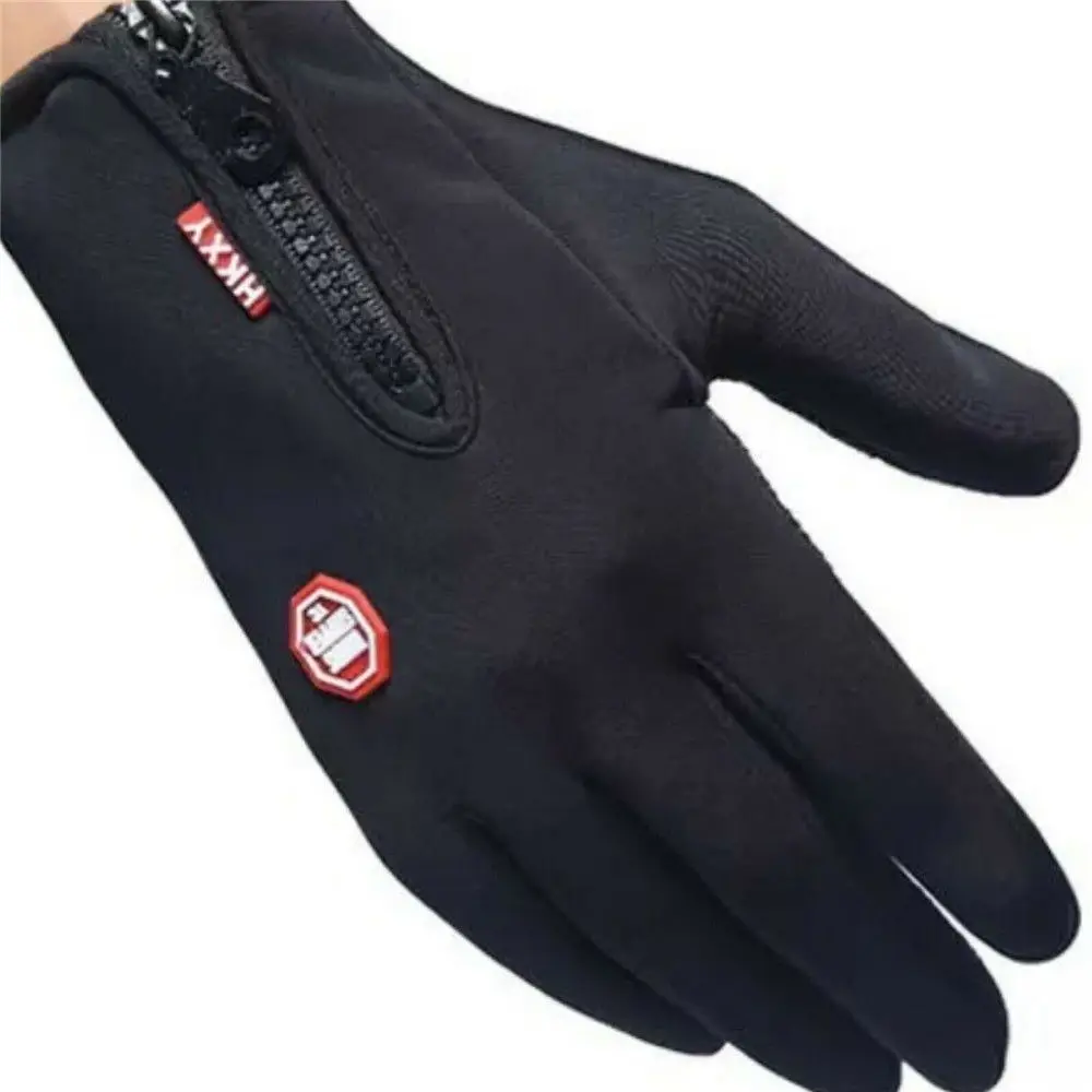 Warm Cycling Gloves Outdoor Windproof Non-Slip Waterproof Gloves Splash-proof Zipper Touchscreen Mitten Skiing