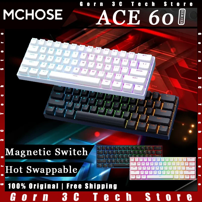 

MCHOSE ACE60 Pro Механическая клавиатура Проводной магнитный переключатель RGB с горячей заменой Valorant CS2 Индивидуальная игровая клавиатура Аксессуары для ПК