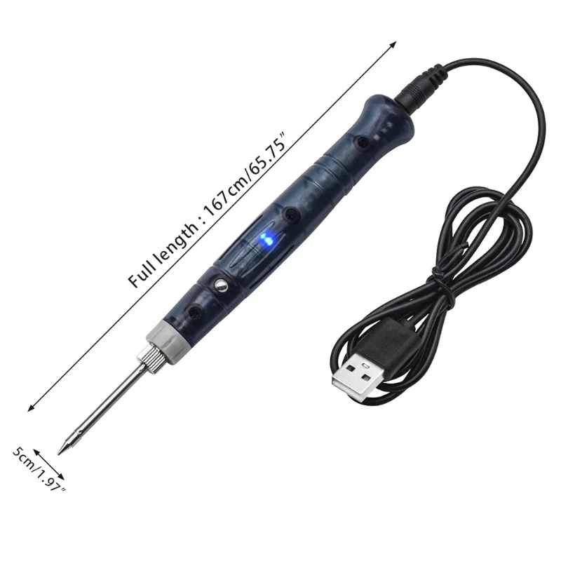 Portable USB 5V 8W Soldering Iron Electric Heating Phone Tools Rework With Indicator Light Handle Welding Gun BGA Repair Tool