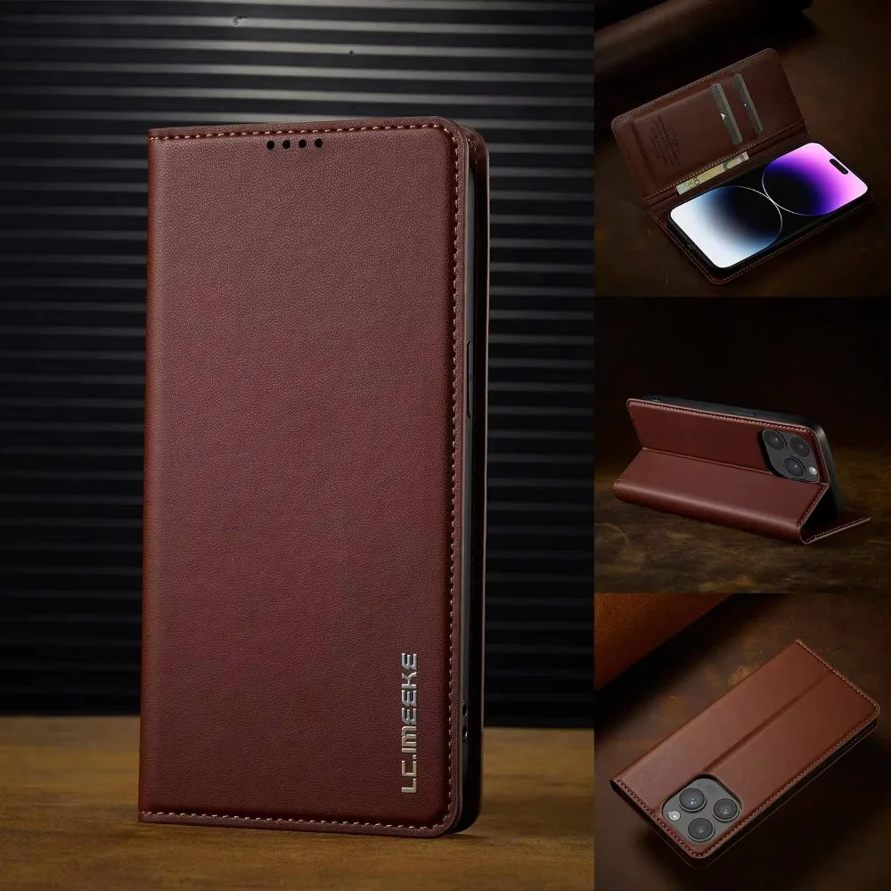 Leather Wallet Flip Case with Card Holder Kickstand For iPhone 16 Pro Max 15 14 Plus 13 12 Mini 11 XSMax XR X 78 SE 2020 2022