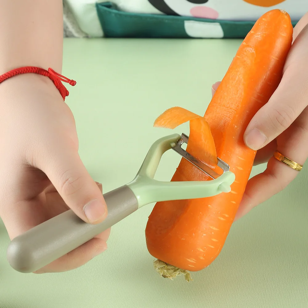 [Buy 1 get 1 free] Household melon planer Stainless steel paring knife Fruit planer Kitchen gadget peeler Fruit planer Two-color handle