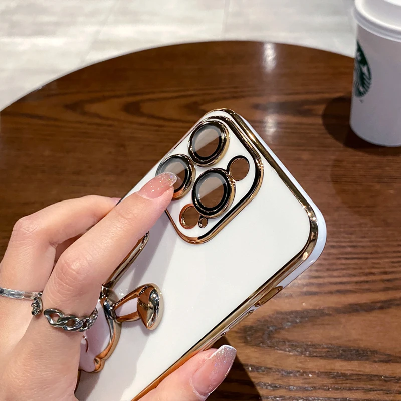 For iPhone 14 Pro Cute Case 3D Bunny Rabbit Stand Bracket Holder Phone Cases for iPhone 7 8 14 Plus 11 12 13 14 Pro Max X Xr Xs