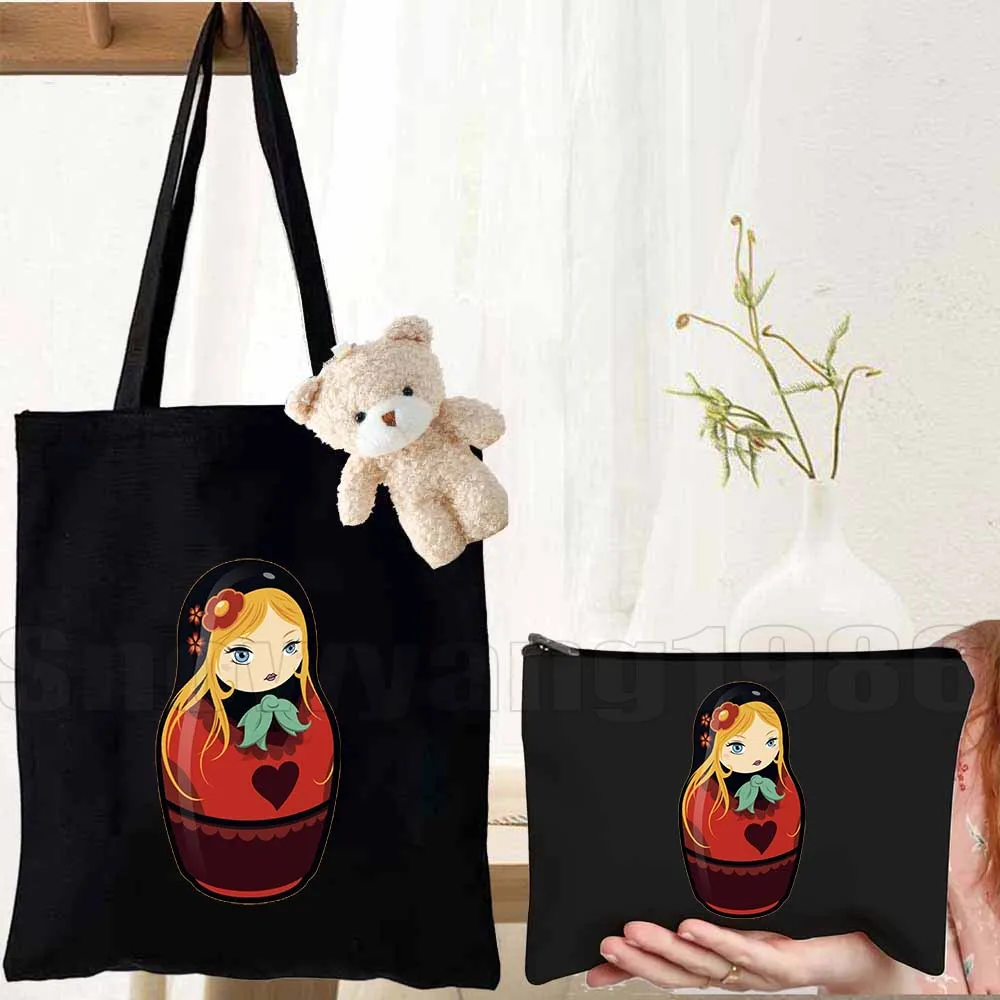 

Набор из 3-х сумок-тоутов с русскими матрешками и мотивами Кремля, красочные, в стиле хохлома, холщовые, на плечо, хлопковые, для покупок
