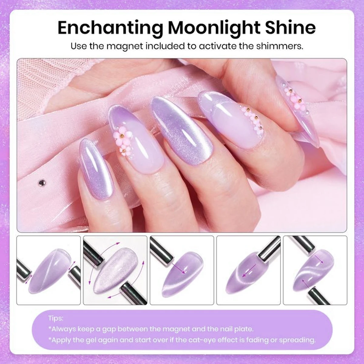 VOKY 7ML Glitter Gel Nail polish with magnet, magnetic 15-color cat Eye gel nail polish for nail art DIY nails