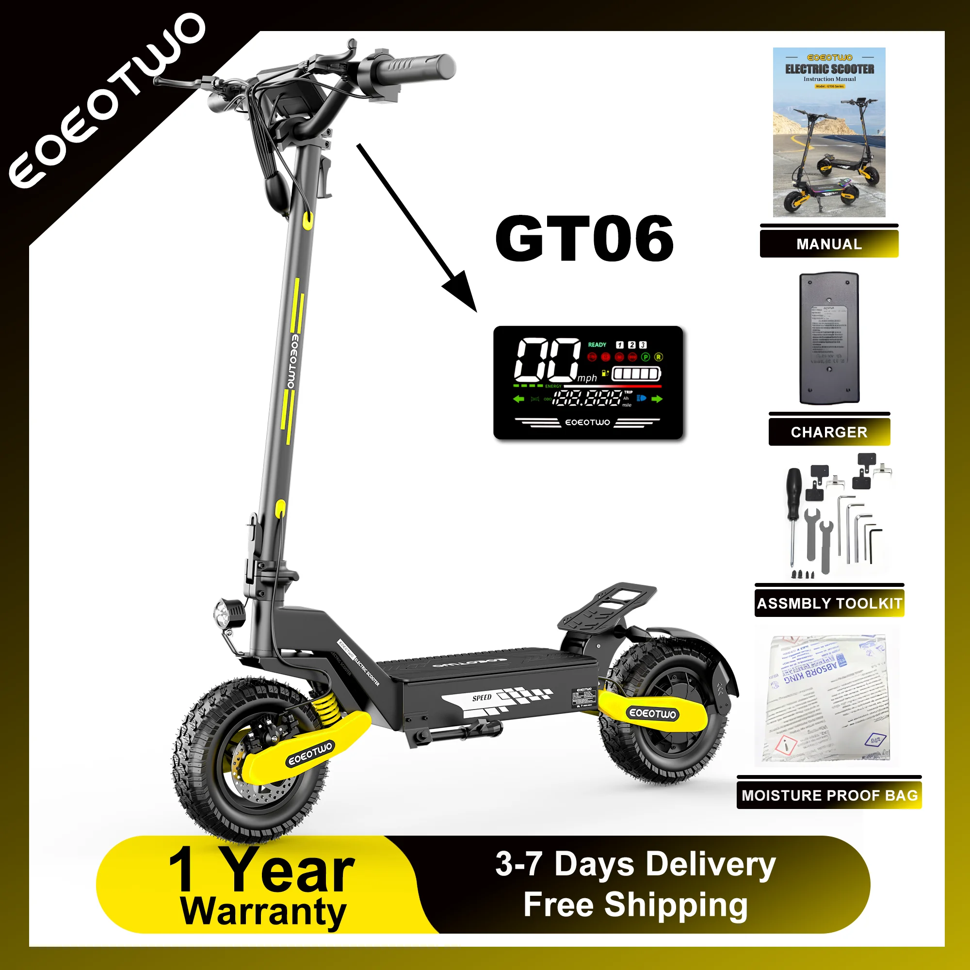 

Electric Scooter Adults 1200W Motor 48V13/23AH Lithium Battery E Scooters Dual Spring Absorbers 11'' Off-Road Tires Scooter