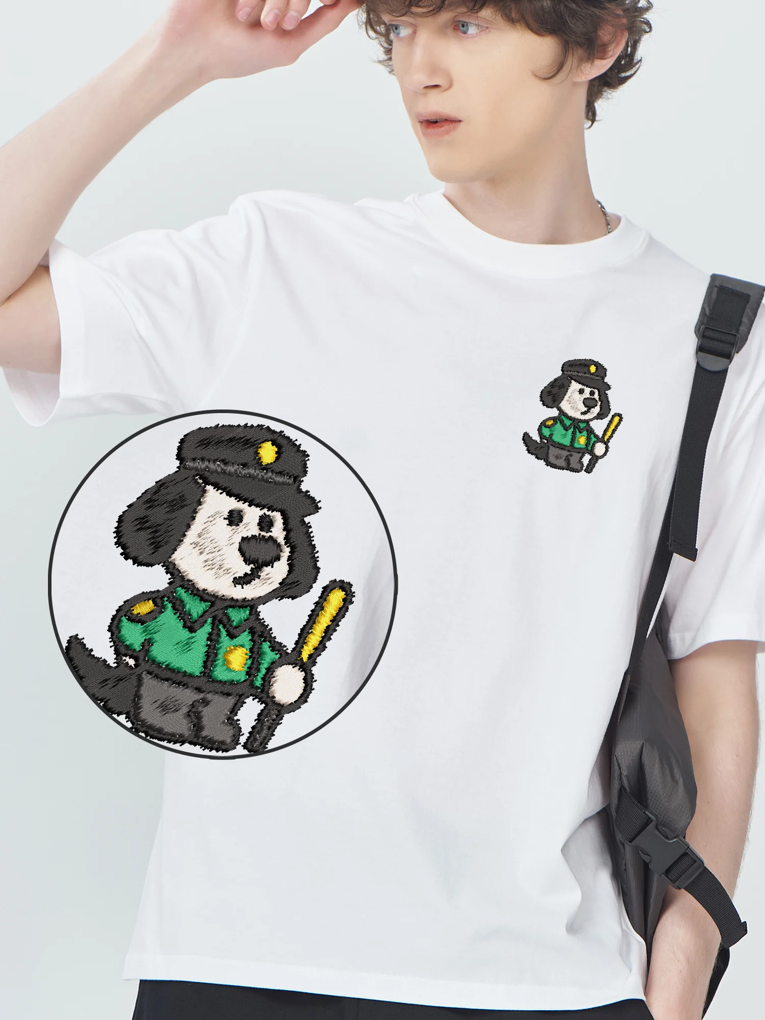 

Police Dog Trendy Embroidered T-Shirt Unisex Cotton Soft Relaxed Fit Fashionable Embroidery T Shirts Summer Tops​
