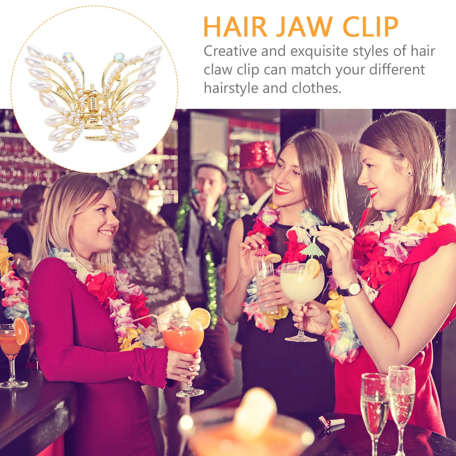 

2pcs Pearl Claw Clip Headdress Accessories Jaw Clips Barrettes Butterflies Hairpin Durable Sturdy Women Fashion Tassel Decor