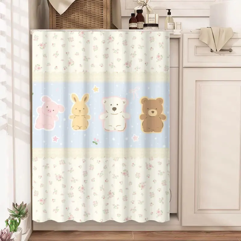 VIKAMA Smiley Face Printed Magic Glue Shoe Cabinet Cover Curtain, Suitable For Home Decoration And Dust-Proof Storage