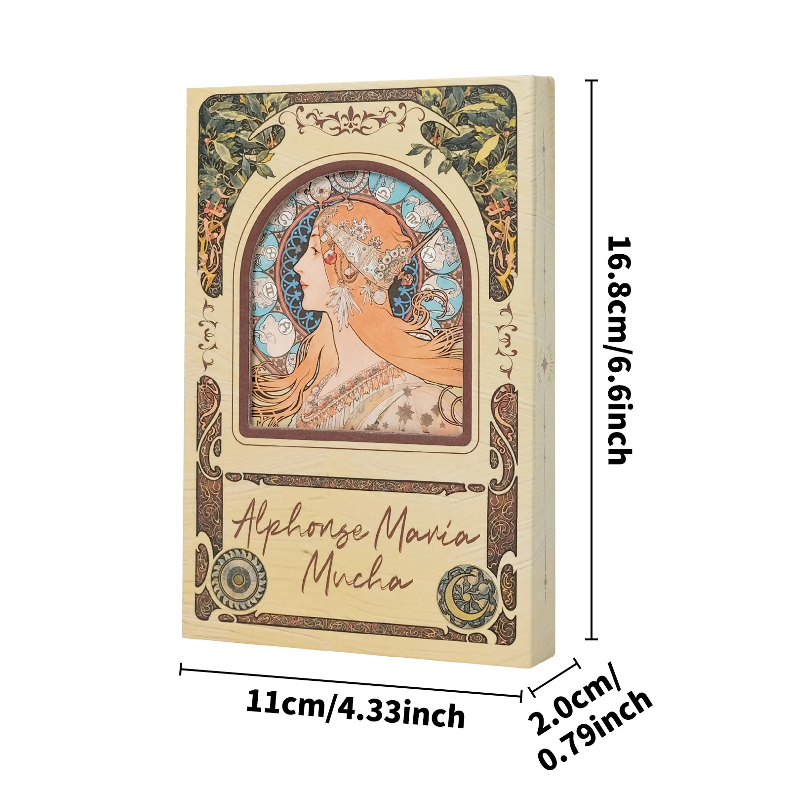 Mucha\'s famous painting illustration cover retro notebook hardcover notepad magnetic buckle  portable three-fold page diary