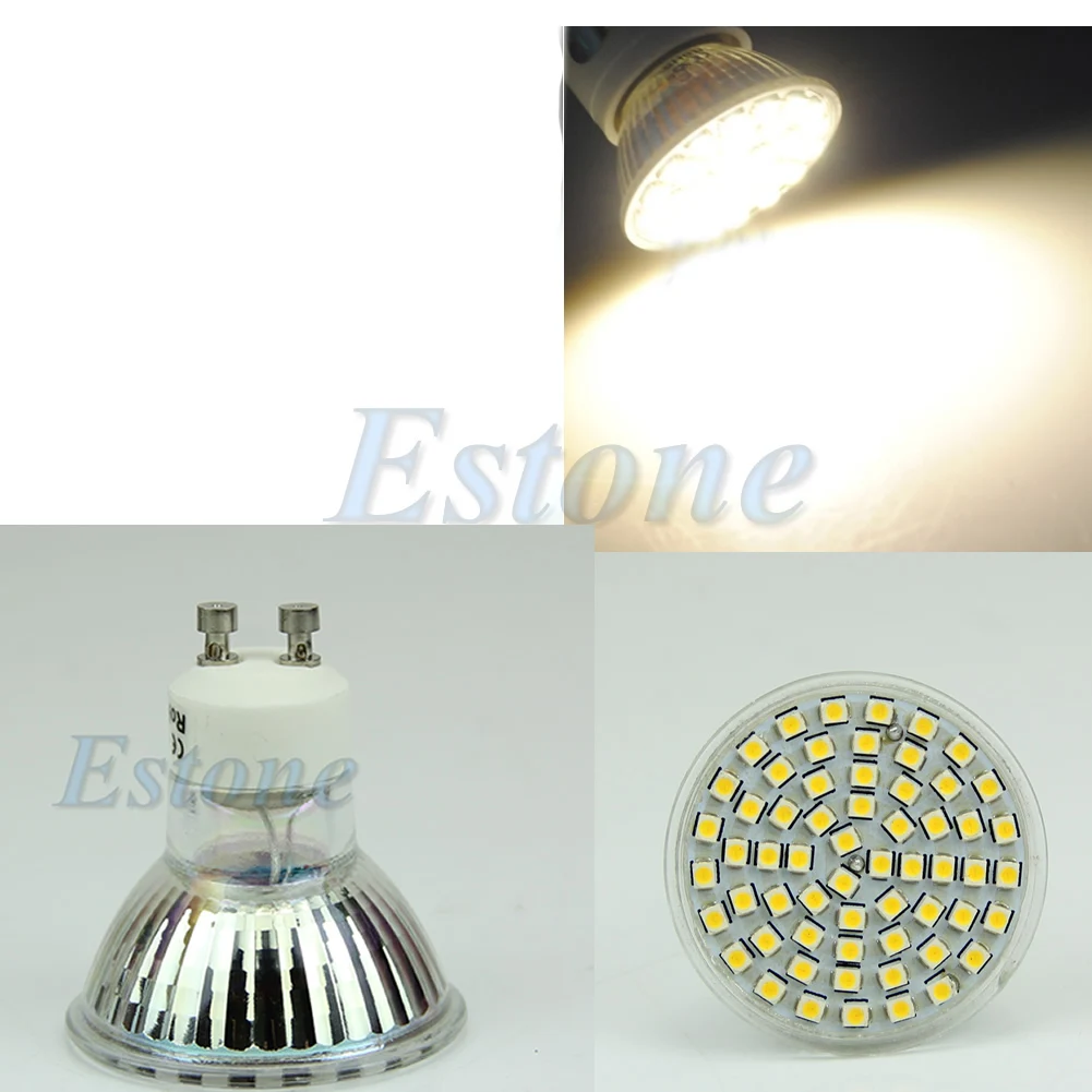 2022 New GU10 3528SMD 60 LED 5W 220V Warm White 3500K High Power Spot Light Lamp Bulb