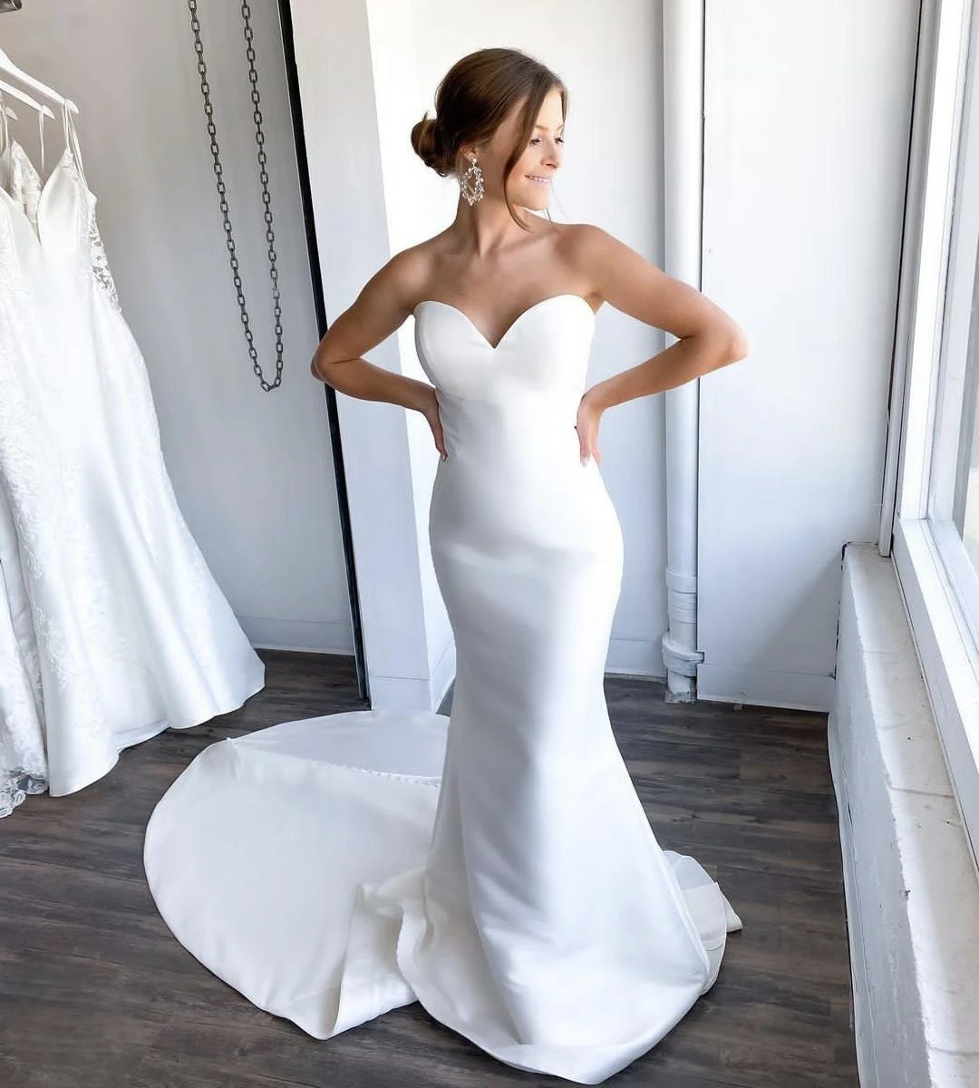 

Simple Cheap Wedding Dress Sleeveless Sweetheart Mermaid Bridal gowns Stunning Customize To Measures Robe De Mariee Sleeveless