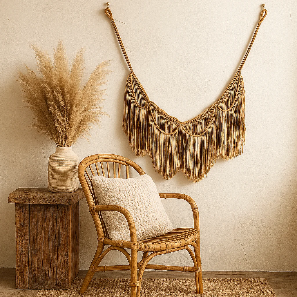 #￥Handcrafted Jute Fiber Art Minimalist Macrame Style for Macrame Vertical Home Wall Hanging NurserySustainableNatural Materials
