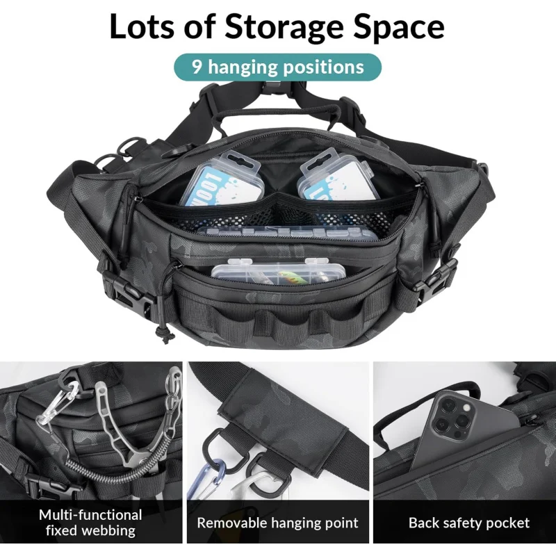 

Поясная сумка для рыбалки, тактический рюкзак Molle для пешего туризма, мужской рюкзак для езды на велосипеде и бега с несколькими карманами для спортивной охоты