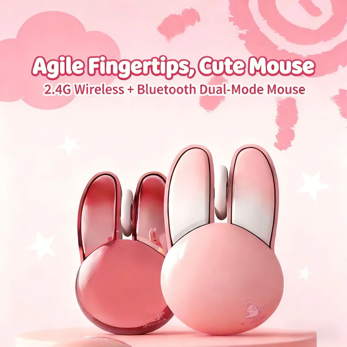 

Rabbit Ear Design 2.4G+Bluetooth Dual-Mode Mouse Lightweight Mute Ergonomic Plating Small Portable For PC Laptop Gift For Girls