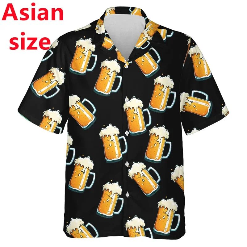 2026 New Model Beer Lovers Men's Shirt Fashion Clothing Beach Shirt Loose and Comfortable Shirt Hawaiian Style Anti-wrinkle