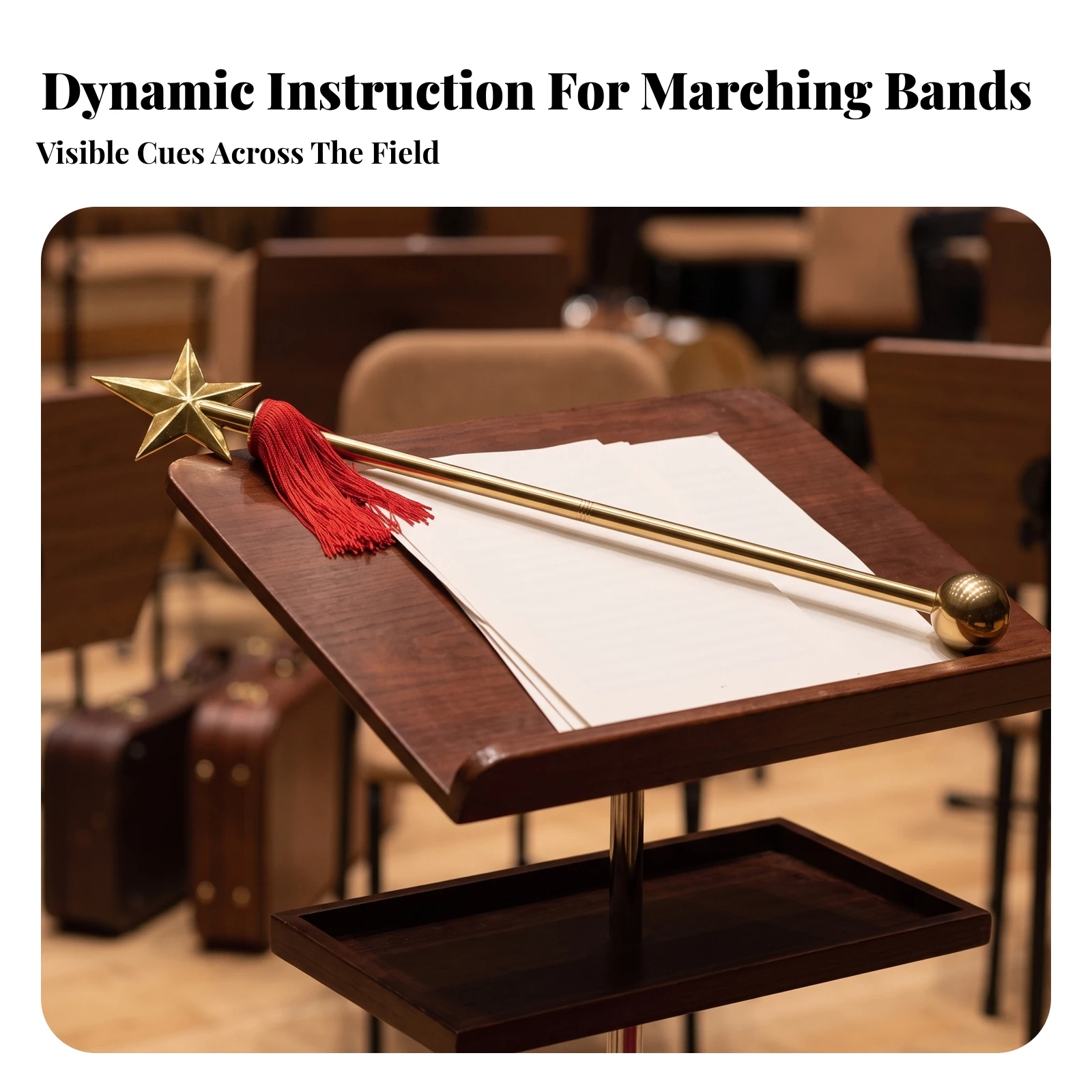 Brass Conductor Baton Beginner-Friendly Baton with Star Top Hollow Basic for Marching Teams, Ceremonial Directing
