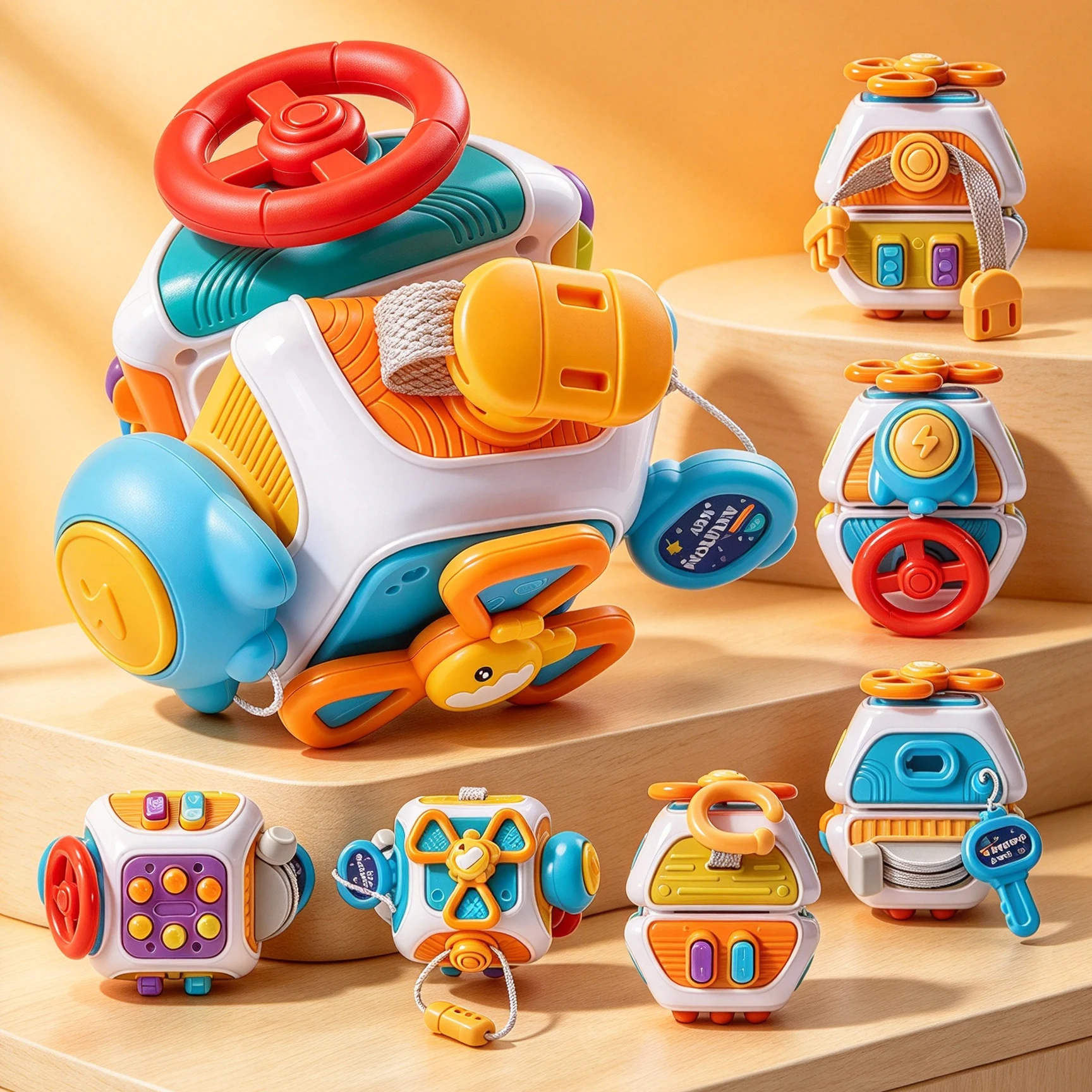 Montessori Busy Ball Cube Spielzeug Baby Handgriff-Trainingsball Frühpädagogisches Sensorikspielzeug für Babys Interaktives Spielspaß