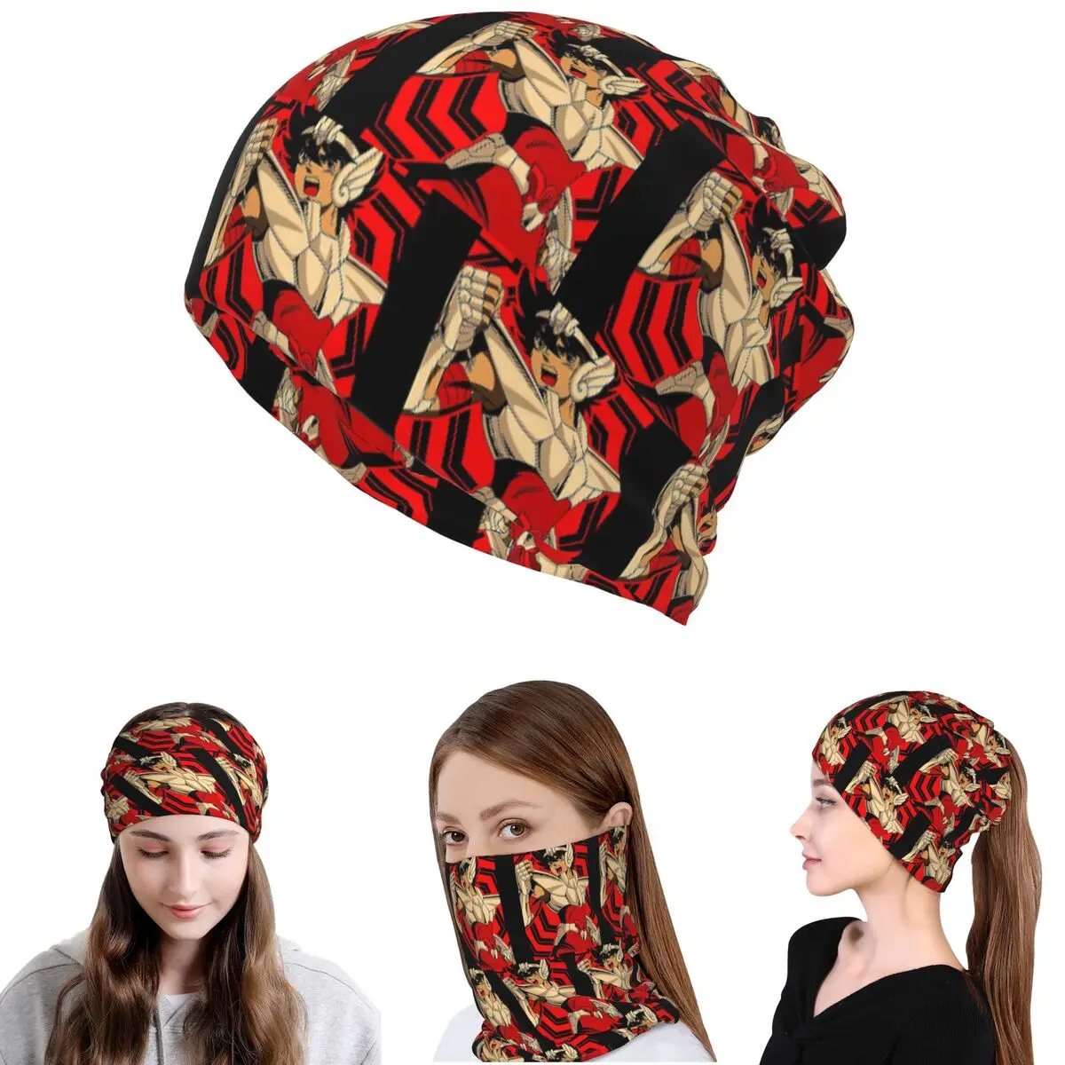 Knights Of The Zodiac Pegasus Seiya Saint Anime Bandana Neck Cover Mask Scarf Multifunction Headband Beanies Hat Adult Windproof