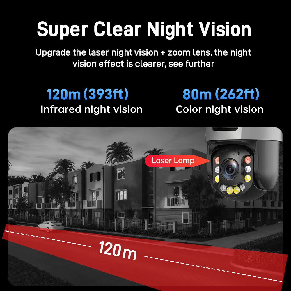 

PEGATISAN WIFI 4K 8MP Dual Lens 20/50X Zoom Display PTZ Outdoor Surveillance Camera 393ft Ultra Long IR Vision ONVIF ICSEE APP