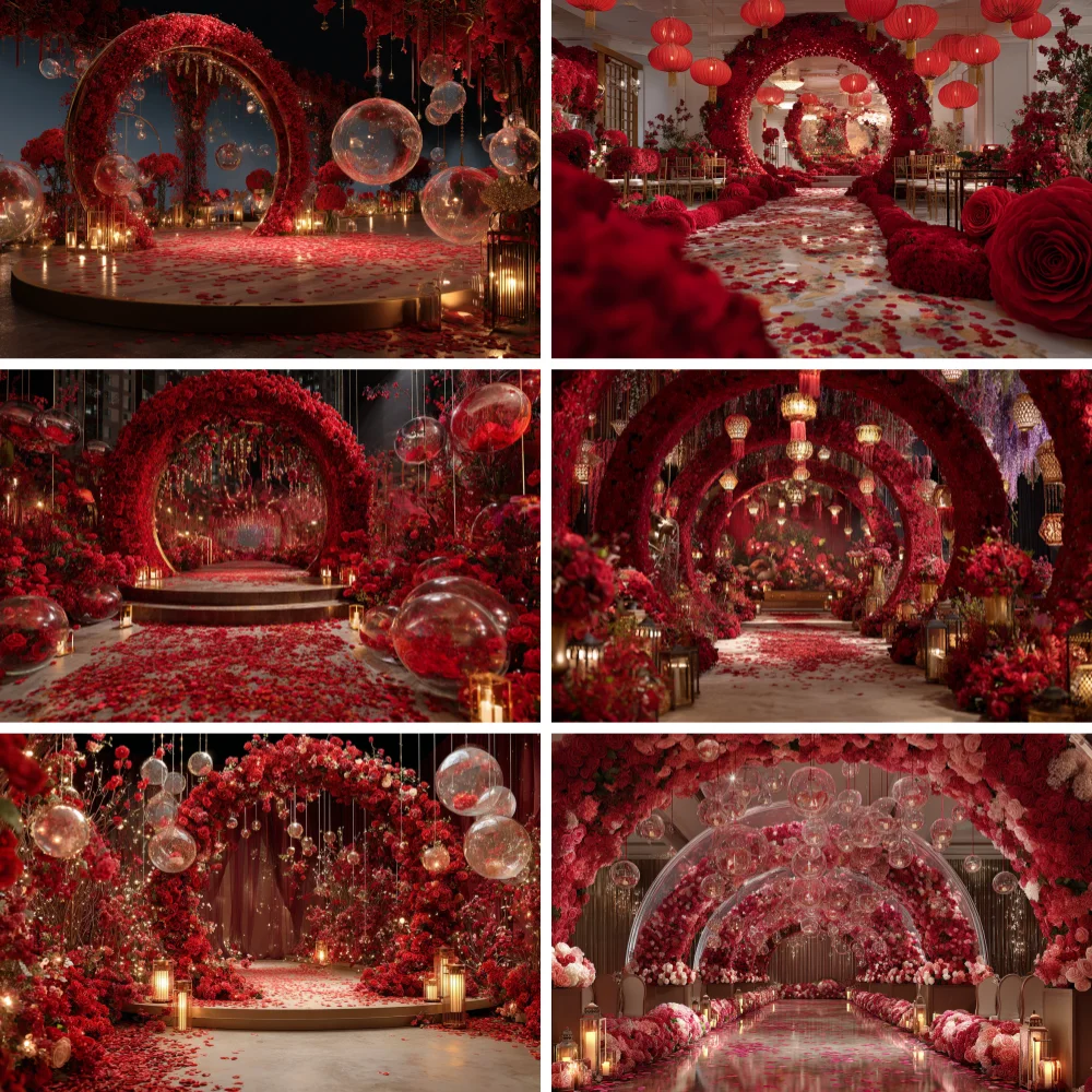 

Photography Background Wedding Bridal Shower Photography Backdrops Sweet Festive Spirit Vines Red Pink Roses Party Background