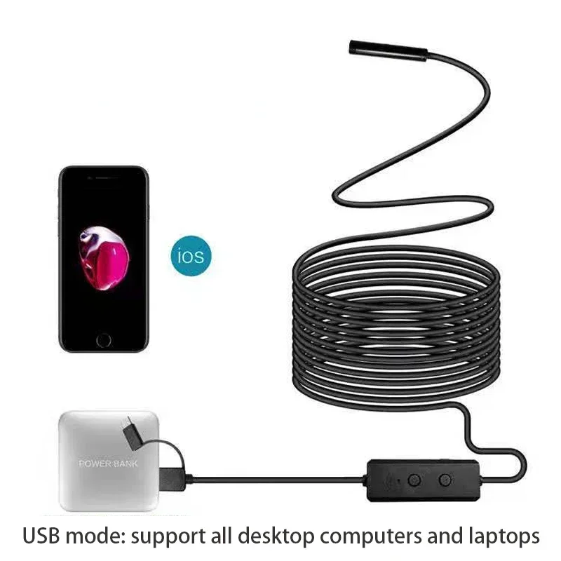 HD underwater camera 3 IN 1 Wire connection waterproof 8mm lens Camera Endoscope Fish finder fishing tool for smart phones image 4