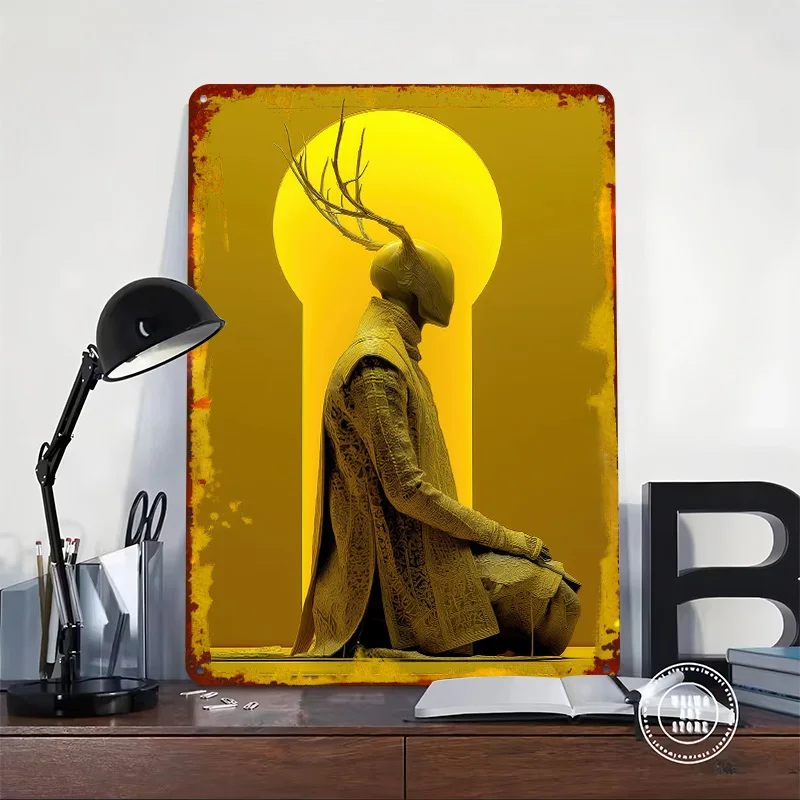 The Watcher At the Threshold Metal Poster Customized Wall Art Retro Vintage Tinplate Signs for Room Decorations Bar Accessories