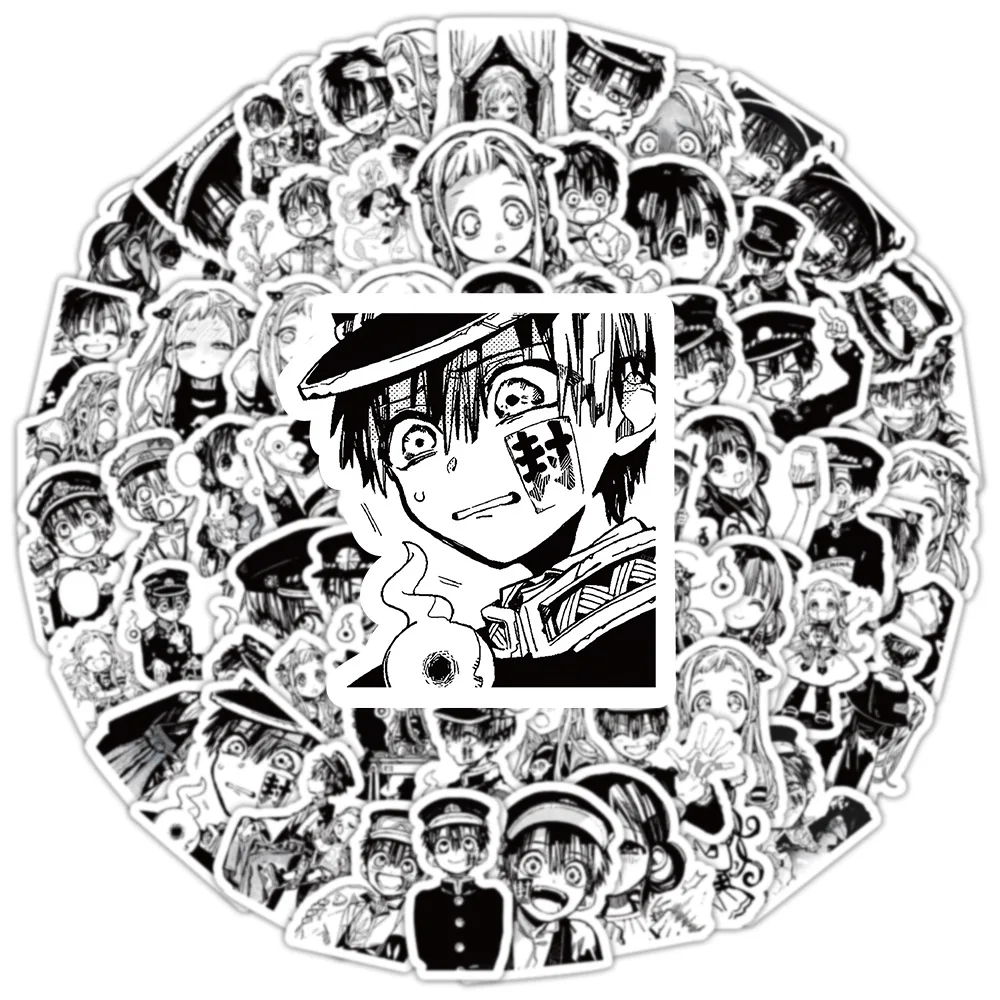 50/100PCS Toilet Bound Hanako Kun Stickers Black White Sticker Anime Decals DIY Luggage Laptop Phone Car Bike Skateboard