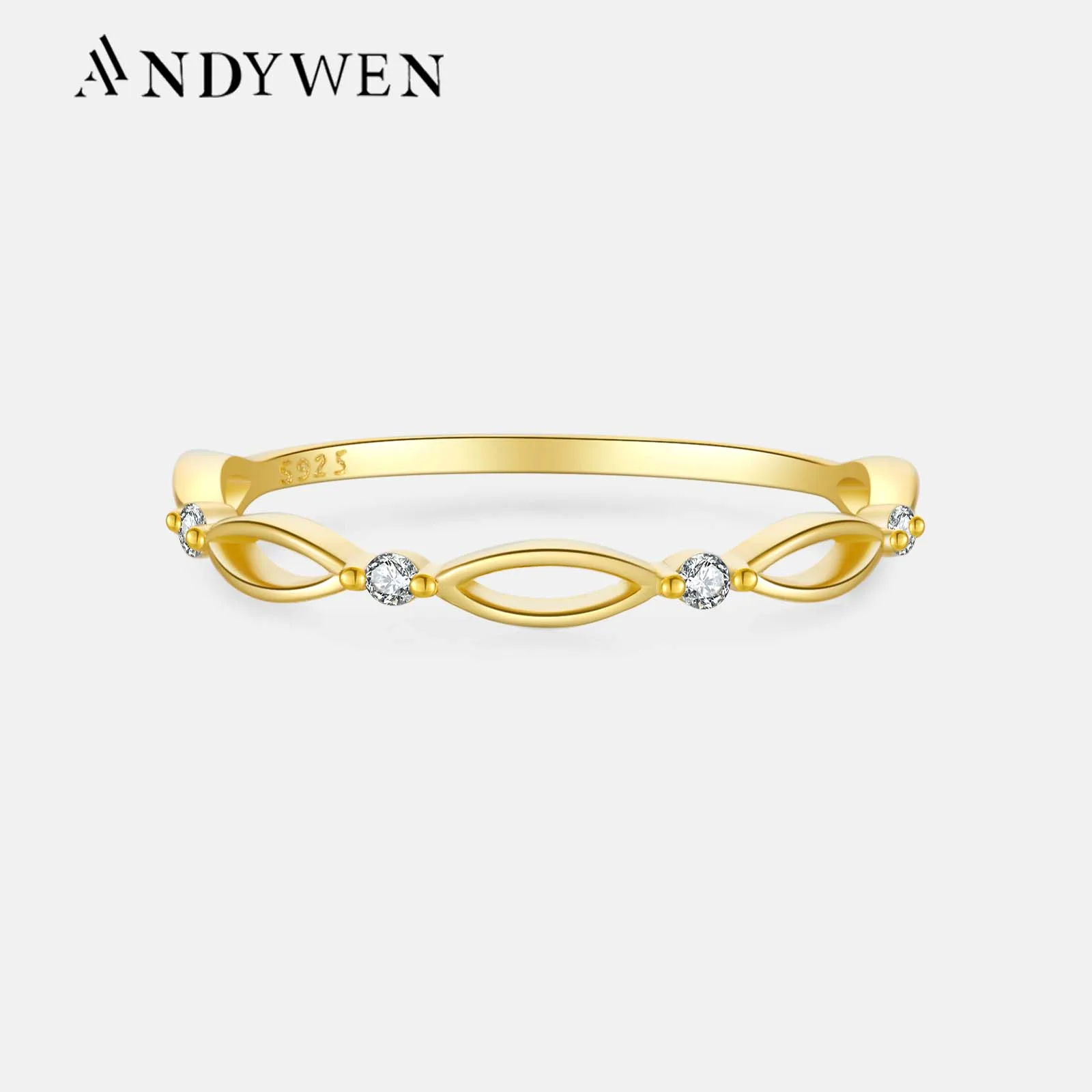 ANDYWEN New 925 Sterling Silver Marqulse Zircon Thin Women Ring 2024 Luxury Fine Jewelry Party Simple Dangle Fine Delificate