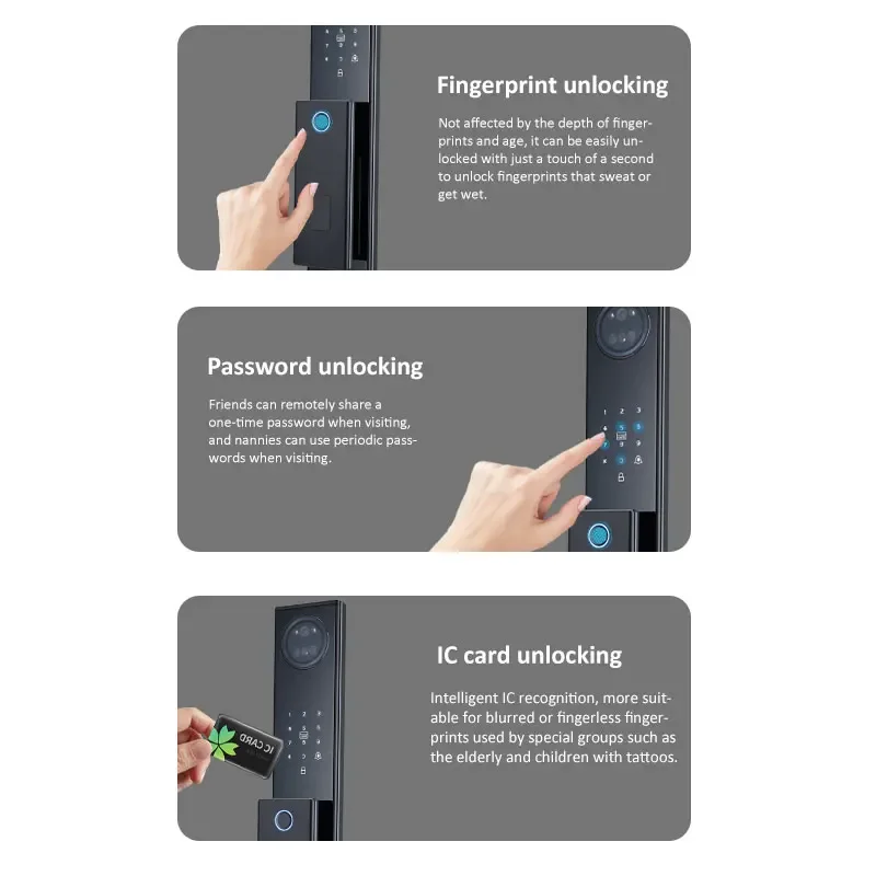 WiFi Tuya App serratura intelligente completamente automatica con maniglia riconoscimento facciale 3D Password dell'impronta digitale sblocco chiave della carta IC