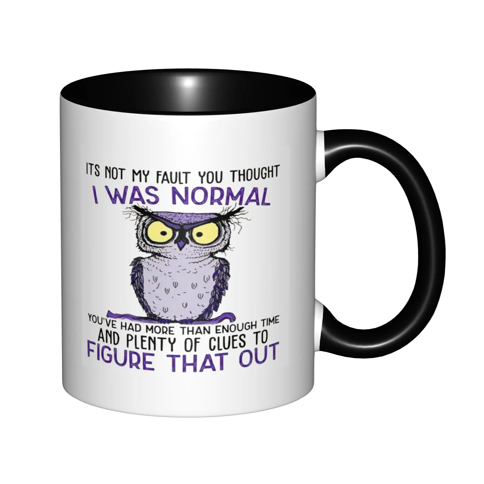 

It's Not My Fault You Thought I Was Normal Owl Mugs With Black Handle Birthday Coffee Mugs Ceramic Tea Cups 11oz