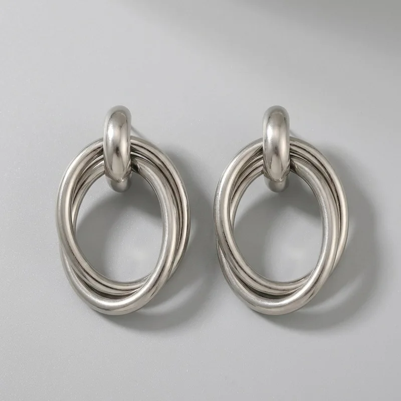 CarlidanaEuropean and American style simple multi-layered hoop earrings with a minimalist design and bold, grand appearance