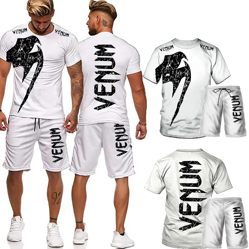 2024 Summer Latest Men\'s Sports Venom Printing Men\'s Suit 3D Printing T-shirt Slim Gym Fitness Boxing Running Breathable