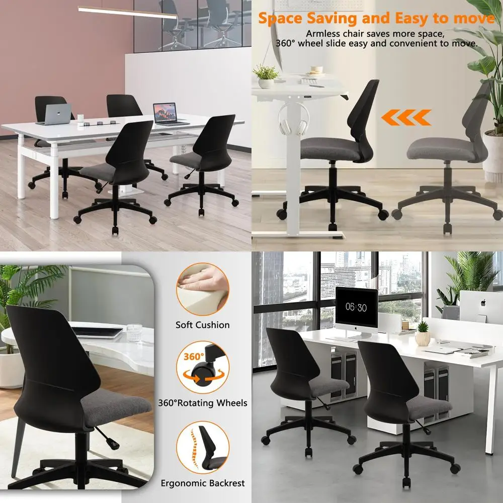 

Black Ergonomic Swivel Office Chair with Adjustable Height and Wheels for Comfortable Use