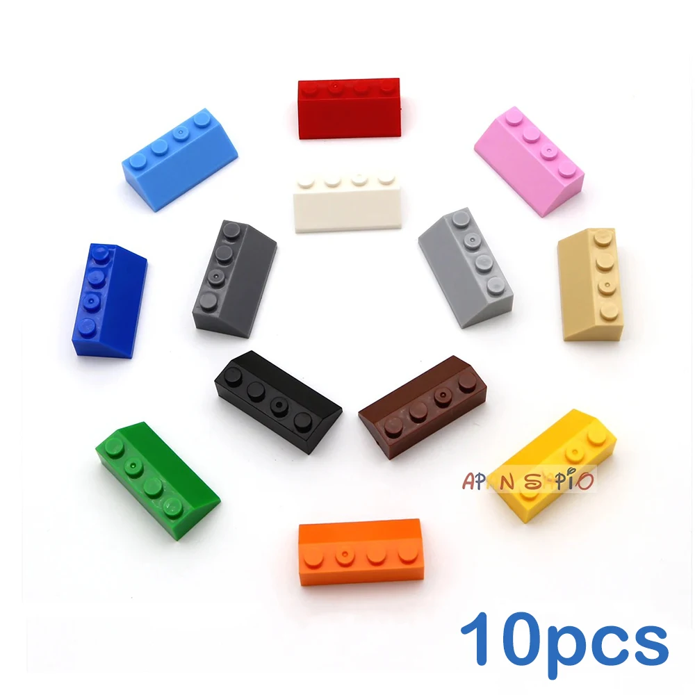 10pcs DIY Building Blocks Slope 2x4 Thick Figure Bricks Educational Creative Toys for Children Size Compatible With 3037