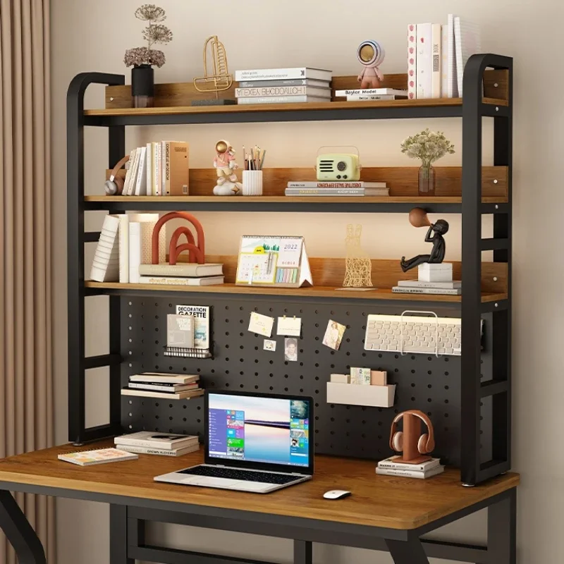 Estante de ferro forjado para escritório, prateleiras de mesa, estante multicamada, armazenamento para estudante, mesa de computador, mobília doméstica, WKBS