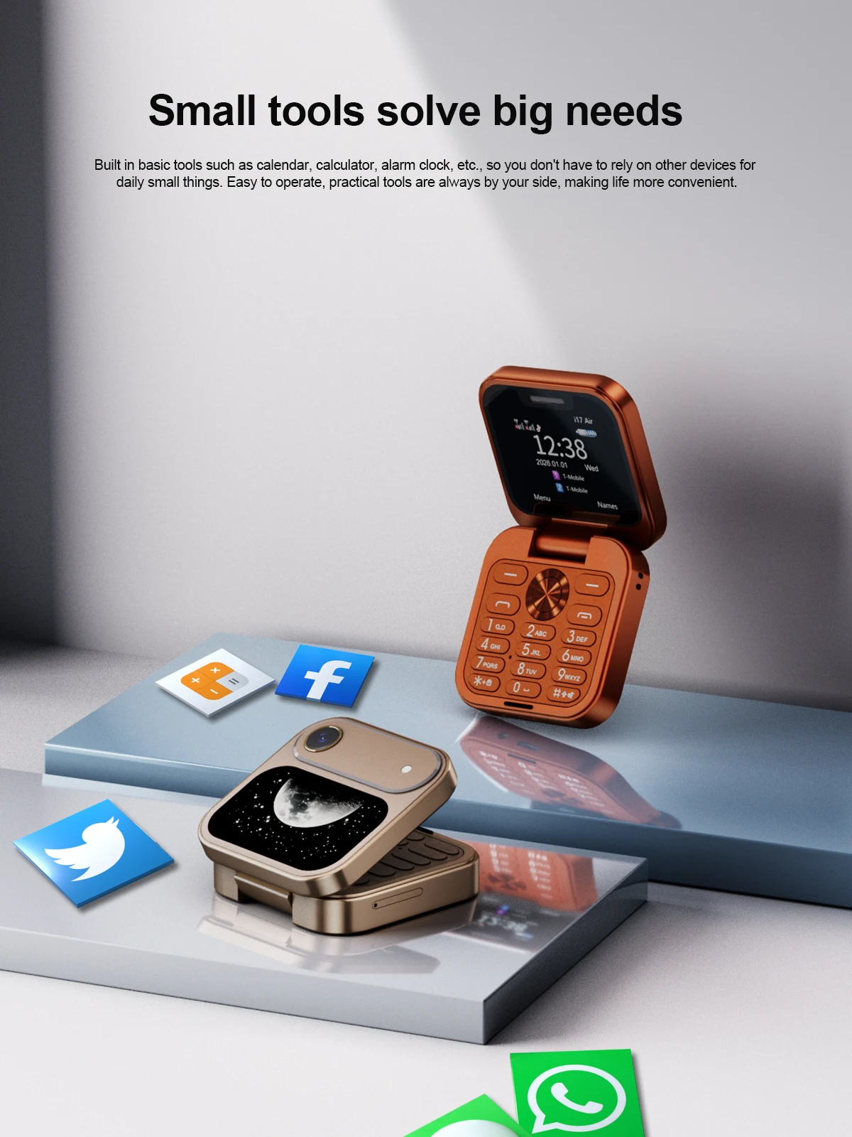 SERVO I17 Air Mini Fold Mobile Phone Speed Dial 1.77' Display Magic Voice 2G GSM Dual SIM Card Blacklist FM Radio Flip Cellphone