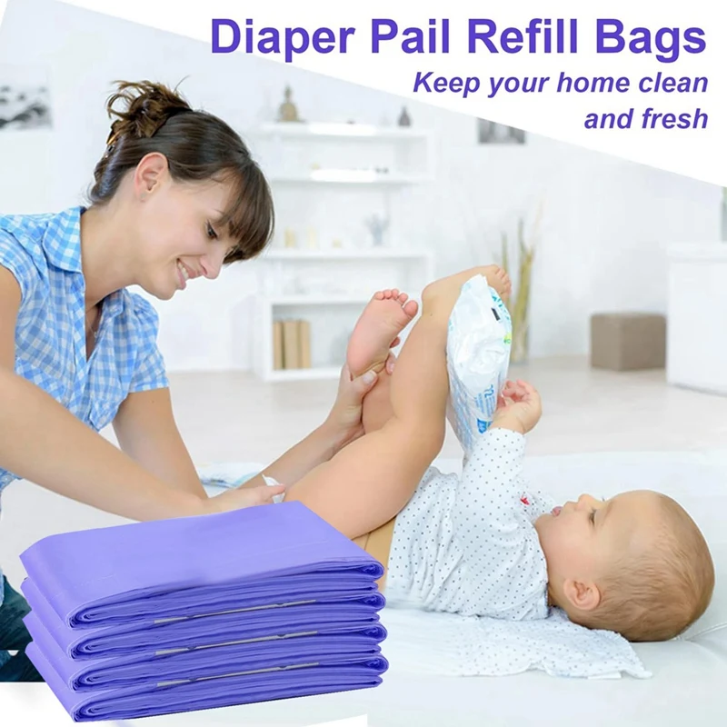 Diaper Pail Refill Bags for Plus Diaper 4 Pack Extra 12% Length,Holds Up to 2668 Diapers,30% Thicknes view 5