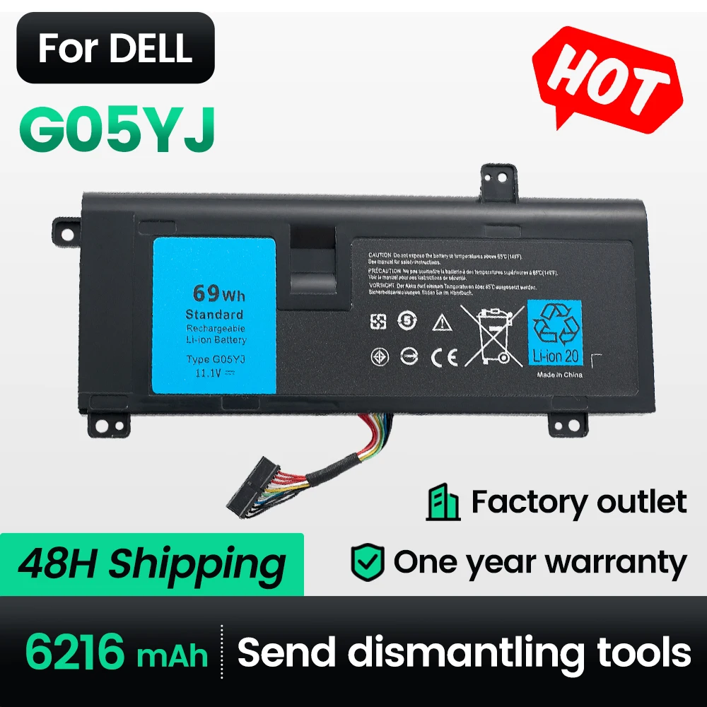 

Keyuan G05YJ P39G 69Wh ALW14D Battery Y3PN0 for Dell Alienware 14 A14 M14X R3 R4 Alienware 14D-1528 6216mah