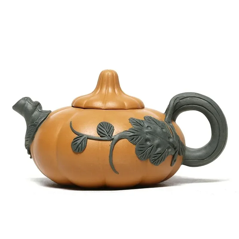 Creative Handmade Pumpkin Pot Chinese Yixing Purple Clay Tea Pot Filter Beauty Kettle Raw Ore Section Mud Zisha Tea Set 180ml