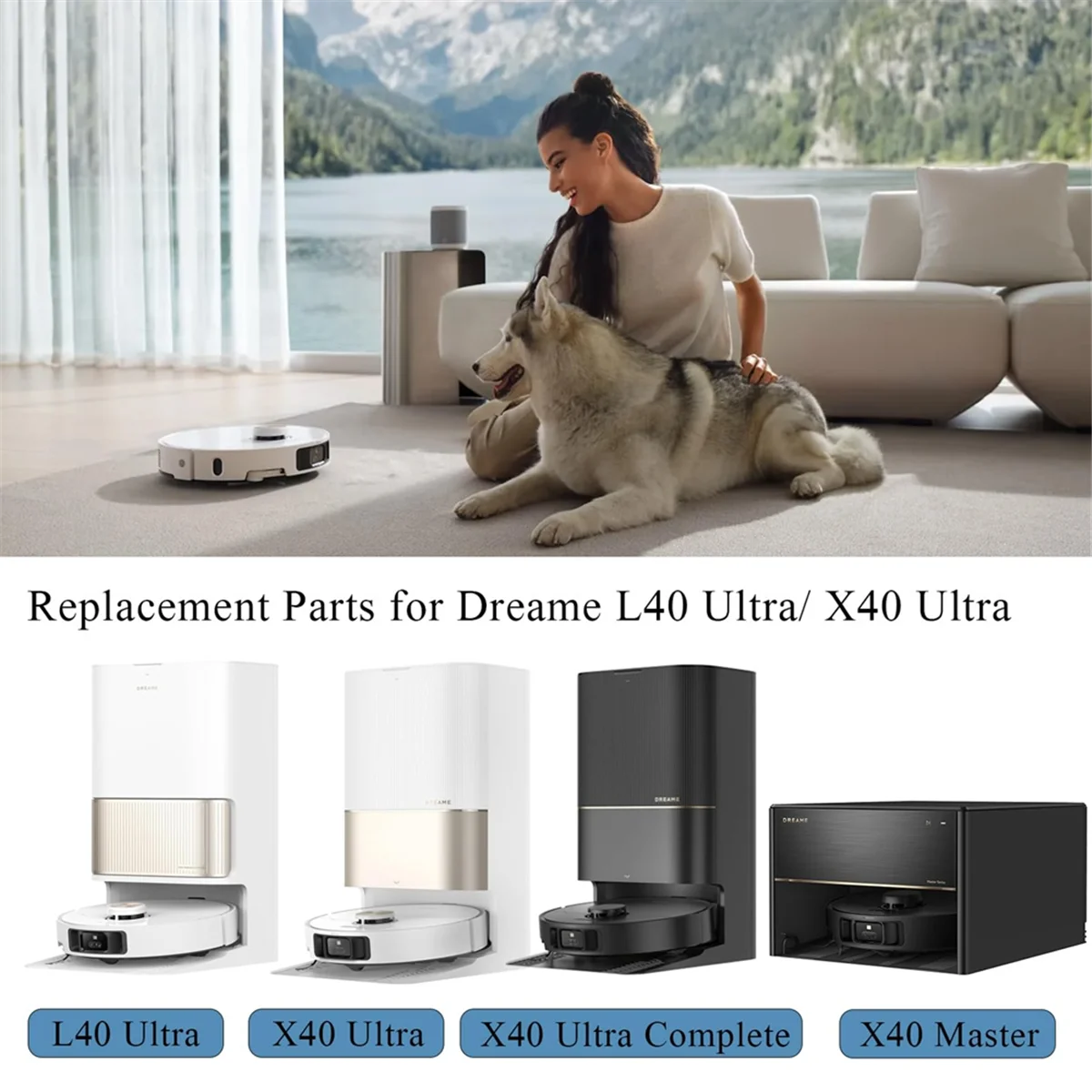 ملحقات FZFZ لـ X40 Ultra/L40 Ultra/X40 Ultra كاملة، مجموعة بديلة لمرشحات الفرشاة الرئيسية والفرش الجانبية وأكياس الغبار