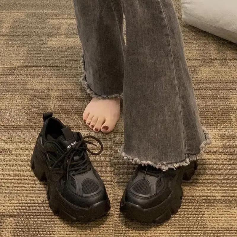 

​Fashion Chunky Sneakers for Women Spring and Autumn Mesh Breathable Height Increasing Design Bestseller Casual Lace Up Shoes