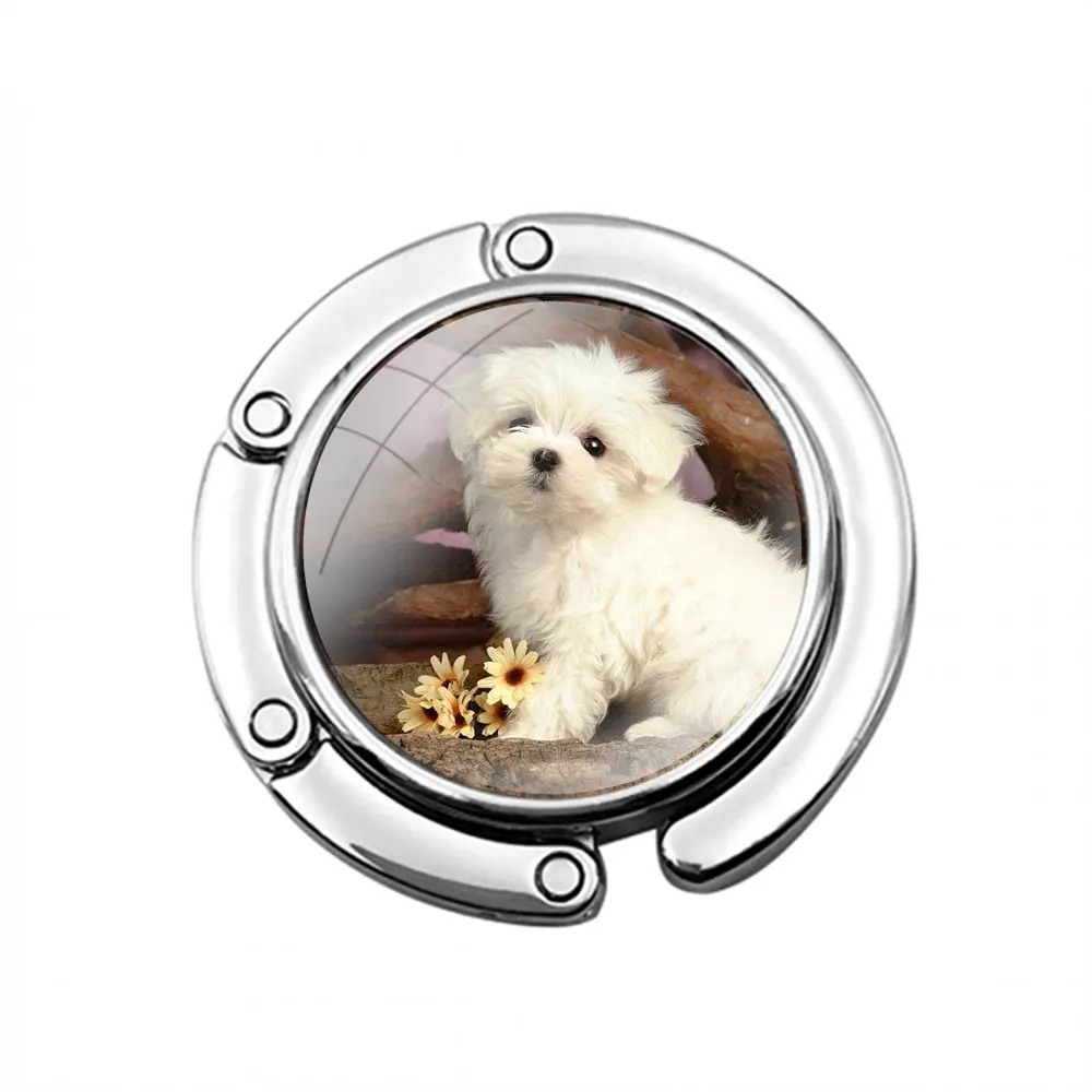 Awesome I Love My Maltese Dog Foldable Purse Hook for Women's Table Handbag Storage Folding Decor Table Hook