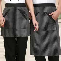 Chef Uniform Half Overalls Striped Double Oblique Apron Front Slit Moocha