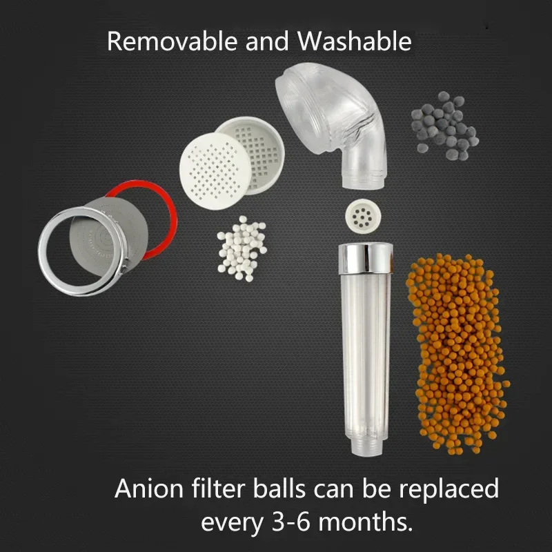 ZhangJi High Pressure Anion Spa Shower head Replacement filter balls Shower Handheld Water Saving Shower Head